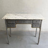 Early 20th Century Brushed Steel And Marble Writing Desk Vanity