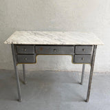 Early 20th Century Brushed Steel And Marble Writing Desk Vanity