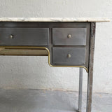 Early 20th Century Brushed Steel And Marble Writing Desk Vanity