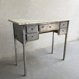 Early 20th Century Brushed Steel And Marble Writing Desk Vanity