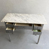 Early 20th Century Brushed Steel And Marble Writing Desk Vanity