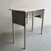 Early 20th Century Brushed Steel And Marble Writing Desk Vanity