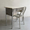 Early 20th Century Brushed Steel And Marble Writing Desk Vanity