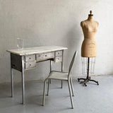 Early 20th Century Brushed Steel And Marble Writing Desk Vanity