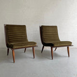 Carter Brothers Walnut Bentwood Scoop Lounge Chairs