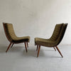 Carter Brothers Walnut Bentwood Scoop Lounge Chairs