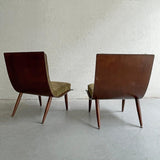 Carter Brothers Walnut Bentwood Scoop Lounge Chairs