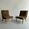 Carter Brothers Walnut Bentwood Scoop Lounge Chairs