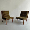 Carter Brothers Walnut Bentwood Scoop Lounge Chairs