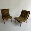 Carter Brothers Walnut Bentwood Scoop Lounge Chairs