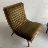 Carter Brothers Walnut Bentwood Scoop Lounge Chairs