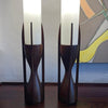 Mid-Century Walnut Milk Glass Cylinder Table Lamps By Byron Botker For Modeline