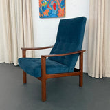 Scandinavian Modern Oak High-Back Recliner Lounge Chair