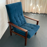 Scandinavian Modern Oak High-Back Recliner Lounge Chair