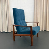Scandinavian Modern Oak High-Back Recliner Lounge Chair