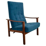 Scandinavian Modern Oak High-Back Recliner Lounge Chair