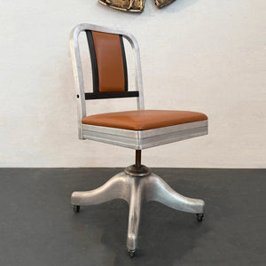 Mid-Century Aluminum Leather Propeller Office Chair By Shaw Walker
