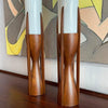 Mid-Century Walnut Milk Glass Cylinder Table Lamps By Byron Botker For Modeline