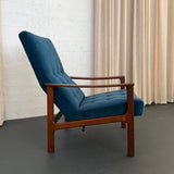 Scandinavian Modern Oak High-Back Recliner Lounge Chair