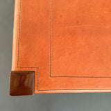 Mid-Century Modern Style Custom Leather And Walnut Bench