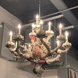 Grand French Hand-Crafted Grotto Nautical Multi-Stem Coral Shell Chandelier