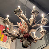 Grand French Hand-Crafted Grotto Nautical Multi-Stem Coral Shell Chandelier