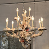 Grand French Hand-Crafted Grotto Nautical Multi-Stem Coral Shell Chandelier