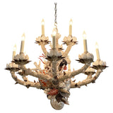 Grand French Hand-Crafted Grotto Nautical Multi-Stem Coral Shell Chandelier