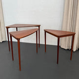 Scandinavian Modern Triangular Teak Nesting Tables By Selig