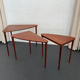 Scandinavian Modern Triangular Teak Nesting Tables By Selig