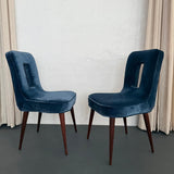 Set Of Six Hollywood Regency Blue Velvet Dining Chairs By Ernst Schwadron