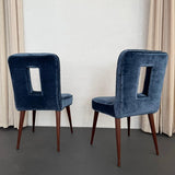Set Of Six Hollywood Regency Blue Velvet Dining Chairs By Ernst Schwadron