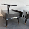 Mid-Century Modern Ebonized Stepped End Tables By Gordon's Furniture