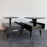 Mid-Century Modern Ebonized Stepped End Tables By Gordon's Furniture