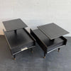 Mid-Century Modern Ebonized Stepped End Tables By Gordon's Furniture