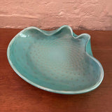 Large Italian Mid-Century Blue Murano Glass Clamshell Dish