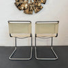 Pair Of White Leather Chrome Cantilever Side Chairs By Mart Stam