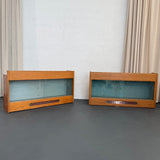 Pair Of Industrial Oak "Greeting Cards" Display Case Cabinets