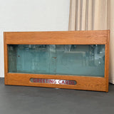 Pair Of Industrial Oak "Greeting Cards" Display Case Cabinets