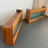 Pair Of Industrial Oak "Greeting Cards" Display Case Cabinets