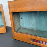 Pair Of Industrial Oak "Greeting Cards" Display Case Cabinets