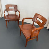 Pair Of Mid-Century Modern Walnut Armchairs By Gunlocke