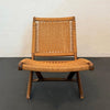 Scandinavian Modern Hans Wegner Style Folding Rope Lounge Chair