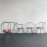 Mid-Century Modern Wrought Iron Dining Chairs Attributed To Tony Paul