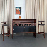 Scandinavian Modern Rosewood Dry Bar And Barstools Set By Dyrlund