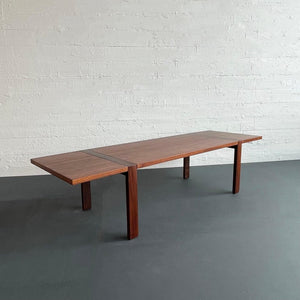 Scandinavian Modern Contrasting Strip Teak Coffee Table