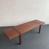 Scandinavian Modern Contrasting Strip Teak Coffee Table