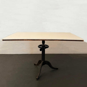 Industrial Adjustable White Lab Ceramic And Cast Iron Pedestal Table