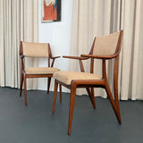 Mid-Century Modern Sculptural Walnut Armchairs By M. Singer & Sons