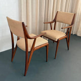 Mid-Century Modern Sculptural Walnut Armchairs By M. Singer & Sons